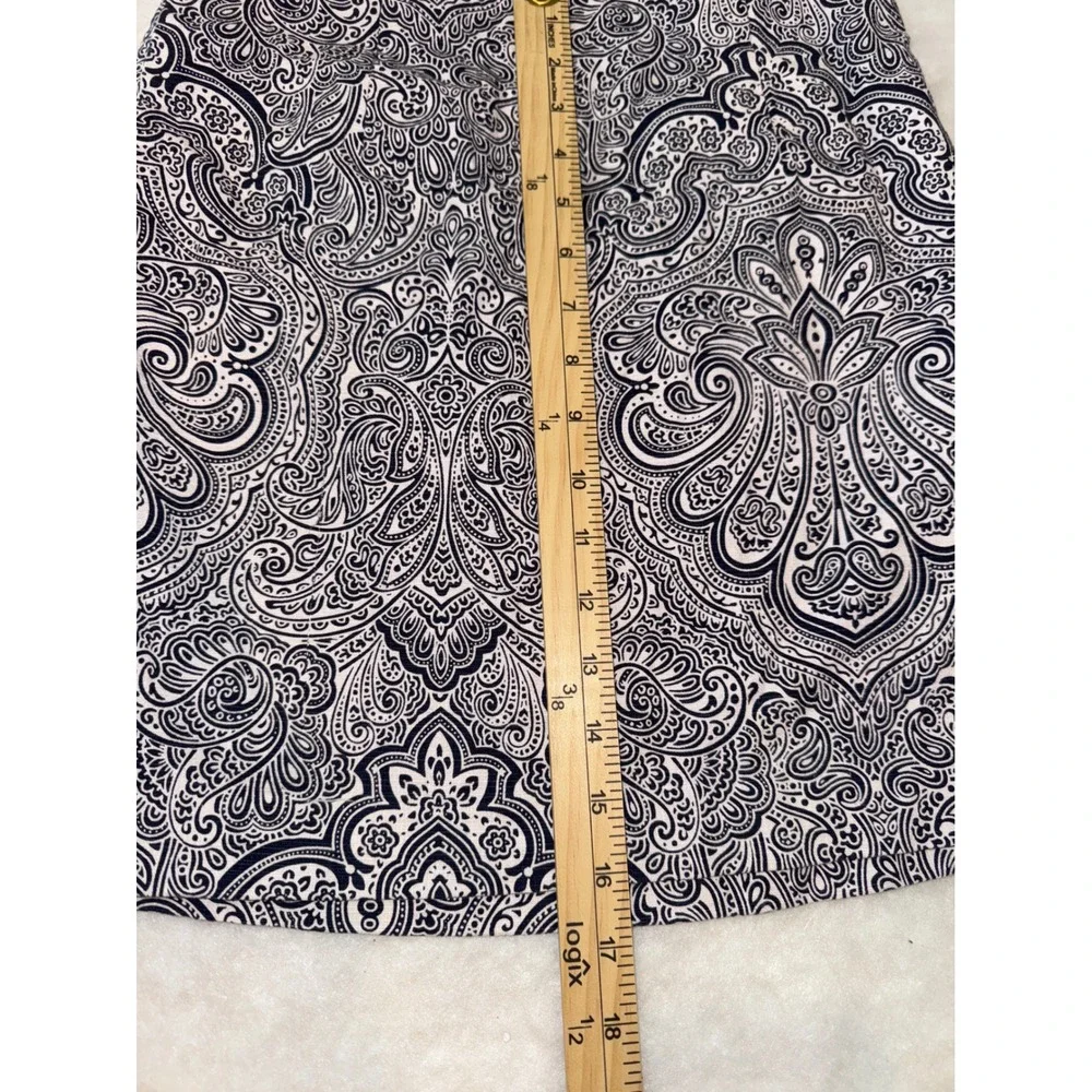 Tommy Hilfiger‎ Skirt Size 0 Paisley Print Mini navy White Stretch Career